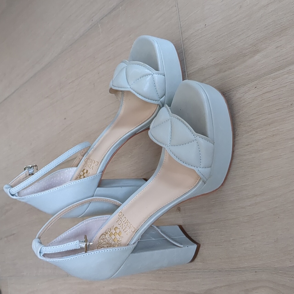Vince Camuto Aqua Mint Open Toe Platform Chunky Heels